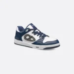 B57 Dribble Low – Navy Blue and White Smooth Calfskin with Beige and Black Dior Oblique Jacquard